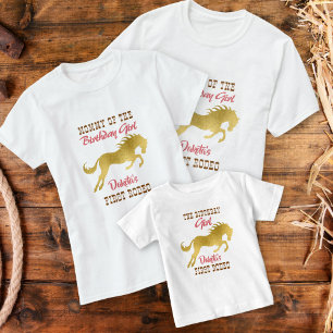 Cowgirl eerste rodeo gouden verjaardag matching t-shirt