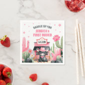 Cowgirl eerste Rodeo Highland Koe verjaardagsfeest Servet (Insitu)