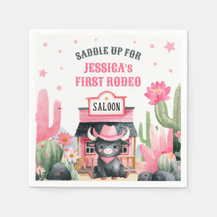 Cowgirl eerste Rodeo Highland Koe verjaardagsfeest Servet