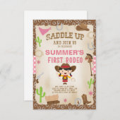 Cowgirl eerste rodeo meisje verjaardag uitnodiging (Voorkant / Achterkant)