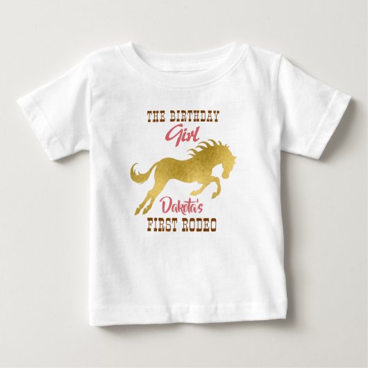 Cowgirl eerste rodeo roze en gouden verjaardag (Voorkant)