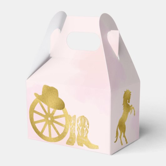 Cowgirl eerste rodeo roze en gouden verjaardag bedankdoosjes (Achterkant)