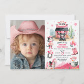 Cowgirl Eerste Rodeo Roze Westerne Foto Verjaardag Kaart (Voorkant)