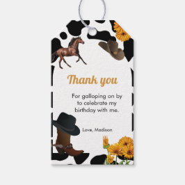 Cowgirl eerste rodeo verjaardag dank u cadeaulabel