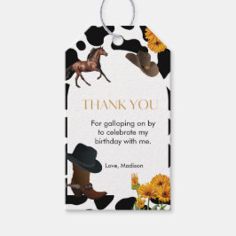 cowgirl eerste rodeo verjaardag dank u cadeaulabel