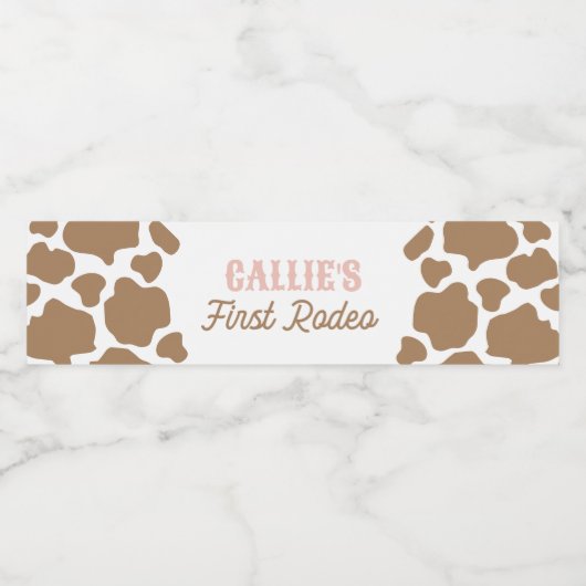 Cowgirl Eerste Rodeo Verjaardag Waterfles Etiket (Enkel label)