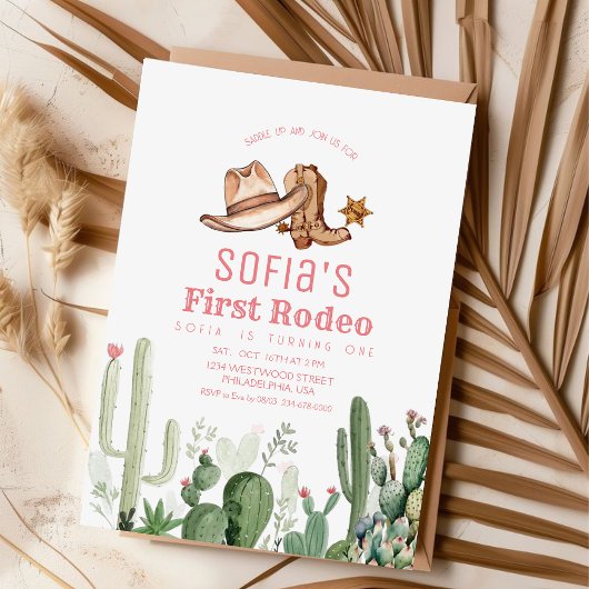 Cowgirl Eerste Rodeo Verjaardagsfeest Kaart
