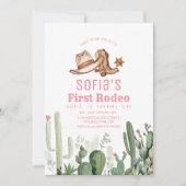 Cowgirl Eerste Rodeo Verjaardagsfeest Kaart (Voorkant)