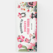 Cowgirl Eerste Rodeo Western Verjaardagsfeest Welk Spandoek (Verticaal)