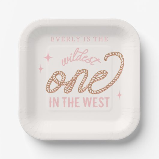 Cowgirl eerste verjaardag Borden Papieren Bordje (Voorkant)