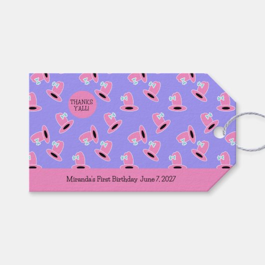 Cowgirl Eerste Verjaardag Cadeaulabel (Voorkant (Horizontaal))