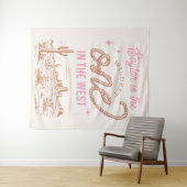 Cowgirl eerste verjaardag Tapestry Wandkleed (In Situ (horizontaal))