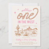 Cowgirl Eerste Verjaardag uitnodiging (Voorkant)