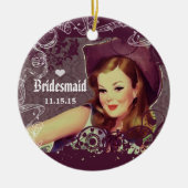 Cowgirl Eggplant Bridesmaid kerstversiering Keramisch Ornament (Voorkant)
