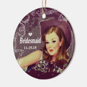 Cowgirl Eggplant Bridesmaid kerstversiering Keramisch Ornament (Links)