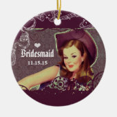 Cowgirl Eggplant Bridesmaid kerstversiering Keramisch Ornament (Voorkant)