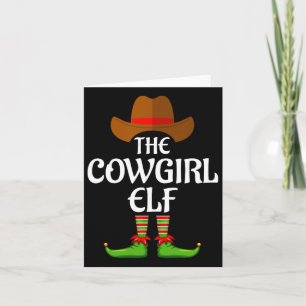Cowgirl Elf Matching Family Group kerstparty Kaart