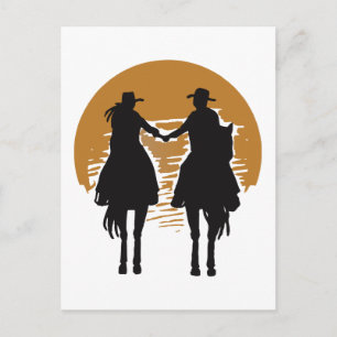 Cowgirl en Cowboy Briefkaart