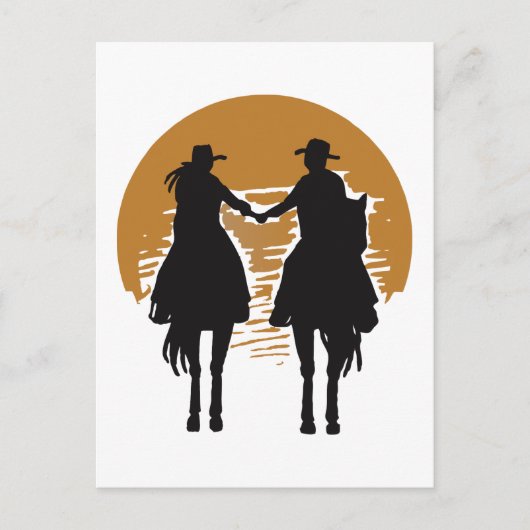 Cowgirl en Cowboy Briefkaart (Voorkant)