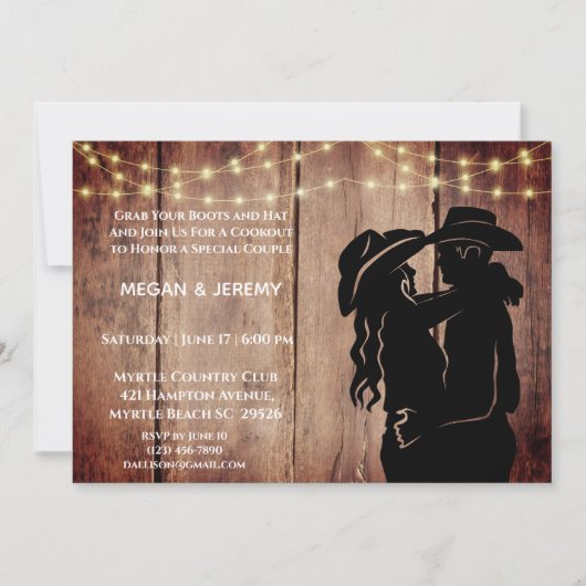Cowgirl en Cowboy Cookout/BBQ Uitnodiging (Voorkant)