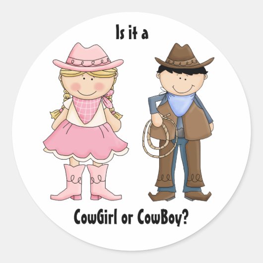Cowgirl en Cowboy Gender Reveal Sticker (Voorkant)
