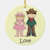 Cowgirl en Cowboy in Love Keramisch Ornament (Voorkant)
