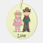 Cowgirl en Cowboy in Love Keramisch Ornament (Links)
