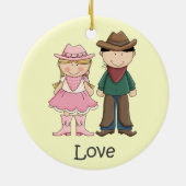 Cowgirl en Cowboy in Love Keramisch Ornament (Achterkant)