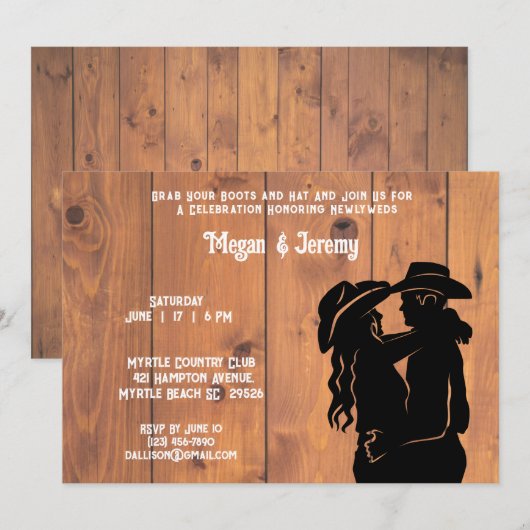 Cowgirl en Cowboy Ontvangst Uitnodiging (Voorkant / Achterkant)