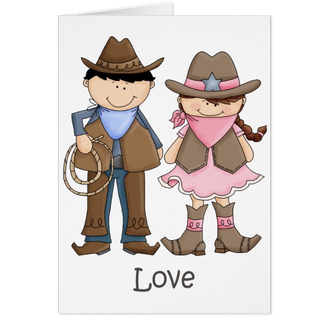 Cowgirl en cowboy paar in liefde (Voorkant)