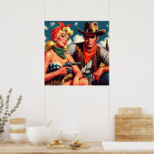 cowgirl en cowboy poster (Keuken)
