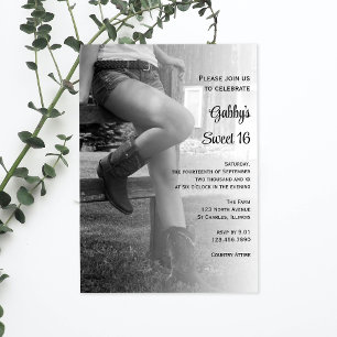 Cowgirl en Fence Barn Party Sweet 16 Birthday Kaart