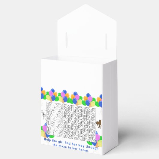 Cowgirl en paard doolhof met ballonnen Dank u Bedankdoosjes (Geopend)
