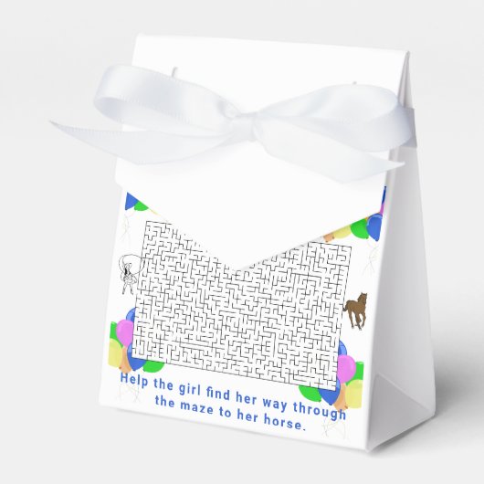 Cowgirl en paard doolhof met ballonnen Dank u Bedankdoosjes (Voorkant Zijde)
