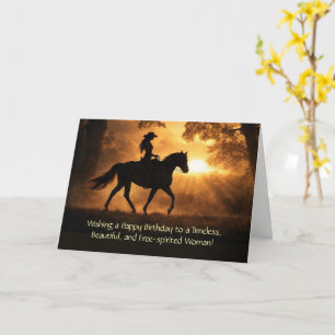 Cowgirl en paard verjaardag country western voor h kaart