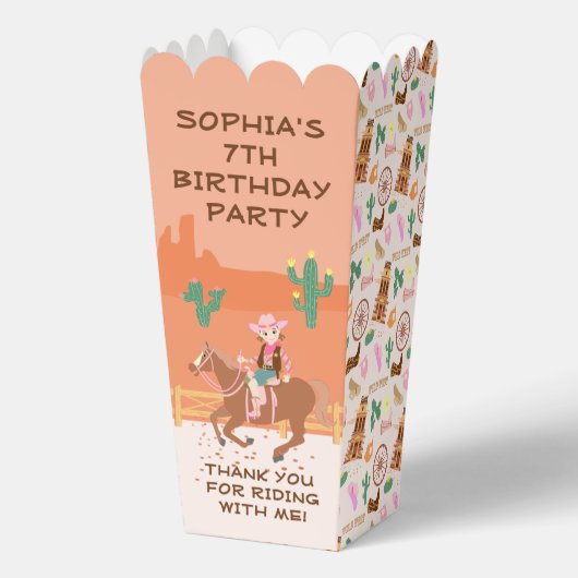 Cowgirl en paard Verjaardagsfeest Bedankdoosjes (Voorkant)