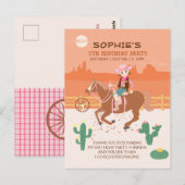  Cowgirl en paard Verjaardagsfeest Briefkaart (Voorkant / Achterkant)