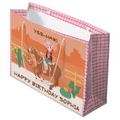  Cowgirl en paard Verjaardagsfeest Groot Cadeauzakje (Voorkant Gekanteld)