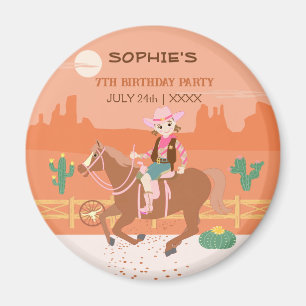 Cowgirl en paard Verjaardagsfeest Magneet
