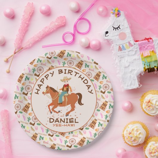  Cowgirl en paard Verjaardagsfeest Papieren Bordje (Feest)