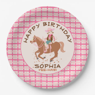 Cowgirl en paard Verjaardagsfeest Papieren Bordje