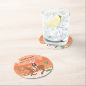  Cowgirl en paard Verjaardagsfeest Ronde Kartonnen Onderzetter (Insitu)