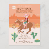 Cowgirl en paard Verjaardagsfeest Uitnodiging Briefkaart (Voorkant)