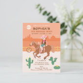 Cowgirl en paard Verjaardagsfeest Uitnodiging Briefkaart (Staand voorkant)