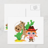 Cowgirl en paarden briefkaart (Voorkant / Achterkant)