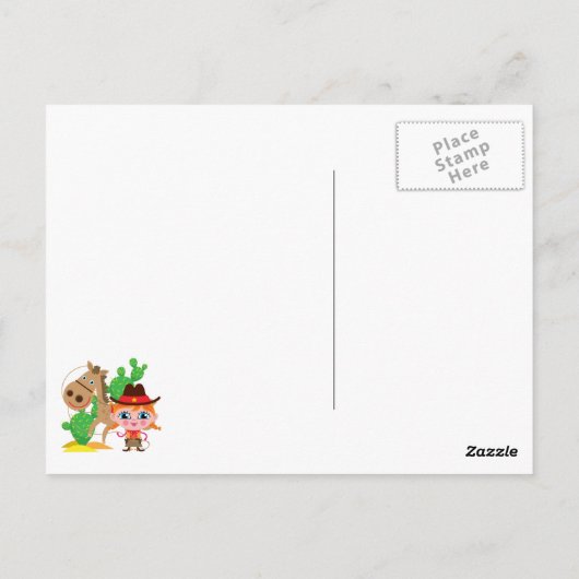 Cowgirl en paarden briefkaart (Achterkant)