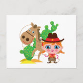 Cowgirl en paarden briefkaart (Voorkant)