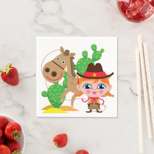 Cowgirl en paarden servetten (Insitu)