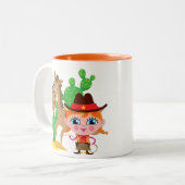 Cowgirl en paarden tweekleurige koffiemok (Voorkant links)
