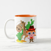 Cowgirl en paarden tweekleurige koffiemok (Links)